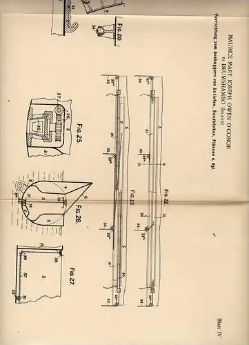 Original Patentschrift - M. O`Conor in Drumshanbo ,1898 , Excavators for rivers, sand bars, shoals, harbor , Irland !!!