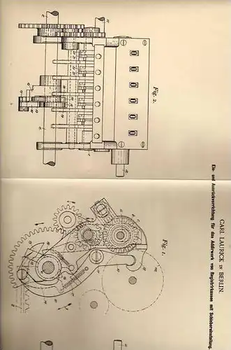 Original Patentschrift - Registrierkasse , Kasse , 1900, C. Laurick in Berlin !!!
