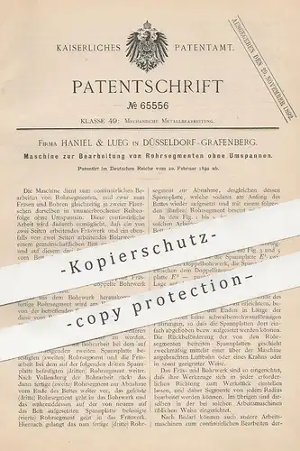 original Patent - Haniel & Lueg , Düsseldorf / Grafenberg , 1892 , Rohre fräsen und bohren | Fräse , Rohr