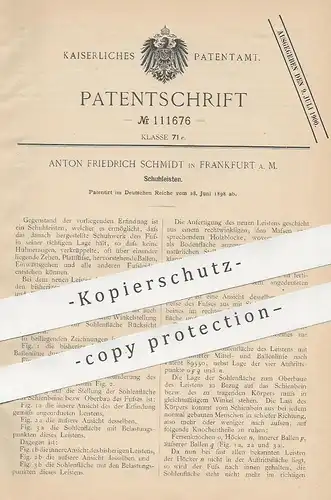 original Patent - Anton Friedrich Schmidt , Frankfurt / Main 1898 , Schuhleiste | Schuh , Schuhwerk , Schuster , Schuhe