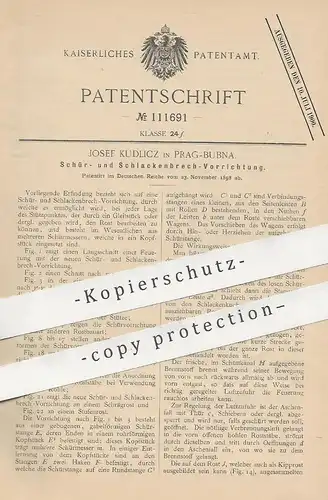 original Patent - Josef Kudlicz , Prag / Bubna , 1898 , Brechmaschine für Schlacke | Schürmesser !!