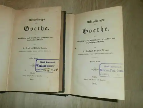 Goethe , 1841, Franz Weinkauff Sammlung , mit Autograph , 2 Bände , Kreuznach !!