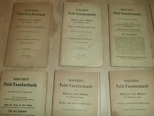 11 x Feld- Taschenbuch für Offiziere , 1872 , Erstausgabe , Militär Konvolut !!!