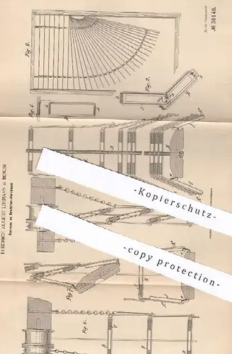original Patent - Friedrich August Lehmann , Berlin , 1886 , Brettchen - Vorhang | Holz - Jalousie | Rollo | Zaun , Tor