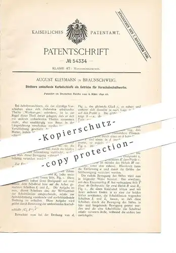 original Patent - August Kleymann , Braunschweig , 1890 , Kurbelschleife als Getriebe für Vorschubschaltwerk | Werkzeug