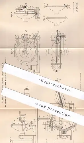 original Patent - Gustav Krech , Ludwig Krebs , Berlin | 1890 | Drücken flacher Gegenstände | Blech , Metall , Geschirr