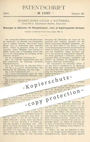original Patent - Robert Howe Gould , Battersea , Surrey , England , 1880 , Zählwerk für Flüssigkeitsmesser !!!