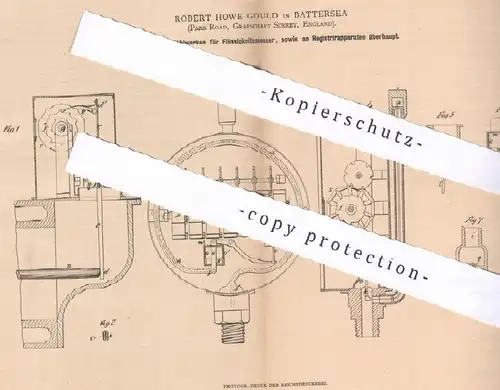 original Patent - Robert Howe Gould , Battersea , Surrey , England , 1880 , Zählwerk für Flüssigkeitsmesser !!!