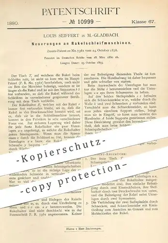 original Patent - Louis Seiffert , Mönchengladbach , 1880 , Rakelschleifmaschine | Rakel - Schleifmaschine | Schleifen !