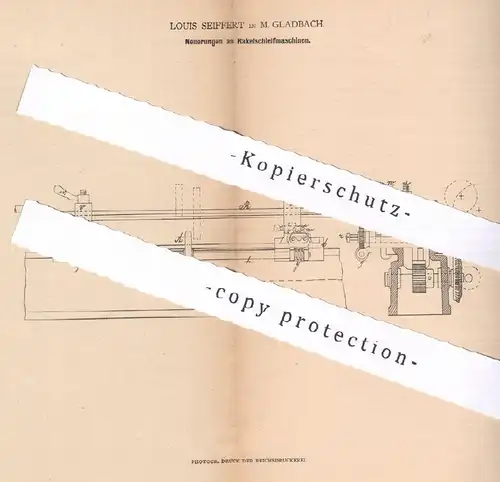 original Patent - Louis Seiffert , Mönchengladbach , 1880 , Rakelschleifmaschine | Rakel - Schleifmaschine | Schleifen !