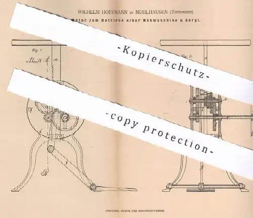 original Patent - Wilhelm Hoffmann , Mühlhausen / Thüringen , 1879 , Motor zum Betrieb von Nähmaschinen | Nähmaschine !!