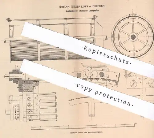 original Patent - Johann Philipp Lipps , Dresden , 1880 , Sortiersieb mit stellbarer Lochgröße | Sieb , Landwirtschaft