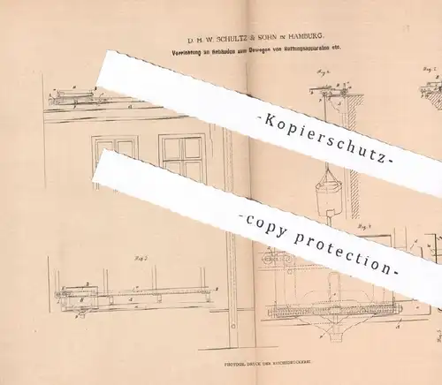 original Patent - D. H. W. Schultz & Sohn , Hamburg , 1880 , Vorrichtung am Dach für Rettungsapparate | Feuerwehr !!