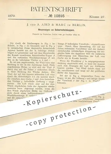 original Patent - J. und A. Aird & Marc , Berlin , 1879 , Schornsteinkappe | Schornstein Kappe | Esse , Schornsteinfeger