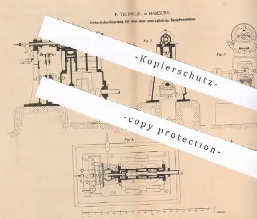 original Patent - F. Th. Nagel , Hamburg , 1880 , Drehschiebersteuerung für mehrzylindrige Dampfmaschinen | Motor !!