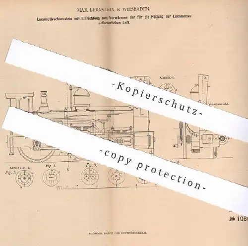 original Patent - Max Bernstein , Wiesbaden , 1880 , Lokomotivschornstein | Schornstein für Lokomotive , Eisenbahn !!!