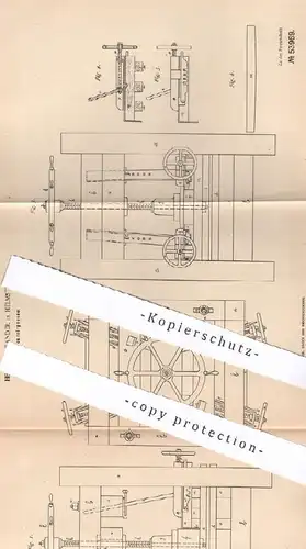original Patent - Hermann Zander , Helmstedt , 1890 , Fournierpresse  | Furnier , Holz , Holzfurnier , Presse | Tischler