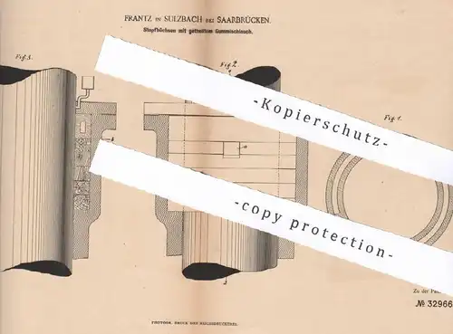 original Patent - Frantz in Sulzbach bei Saarbrücken , 1884 , Stopfbüchsen mit Gummischlauch | Stopfbüchse , Leder