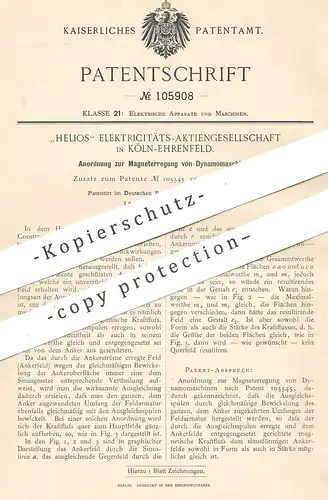 original Patent - Helios Elektrizitäts- AG , Köln / Ehrenfeld , 1899 , Magneterregung von Dynamomaschine | Magnet !!