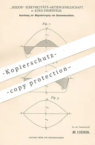 original Patent - Helios Elektrizitäts- AG , Köln / Ehrenfeld , 1899 , Magneterregung von Dynamomaschine | Magnet !!