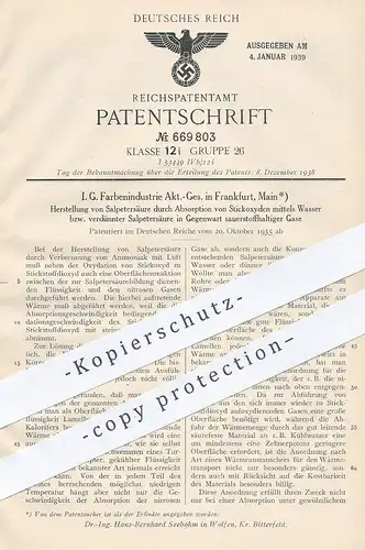 original Patent - I. G. Farbenindustrie AG , Frankfurt / Main , 1935 , Salpetersäure durch Absorption von Stickoxyd !!