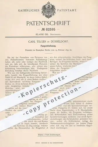 original Patent - Carl Tilger , Düsseldorf , 1895 , Fangschließzeug | Handschelle , Handschellen | Polizei , Polizist !!