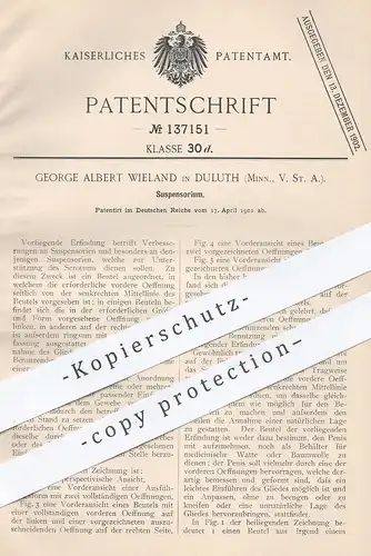 original Patent - George Albert Wieland , Duluth , Minnesota , USA , 1901 , Suspensorium | Korsett , Tiefschutz !!