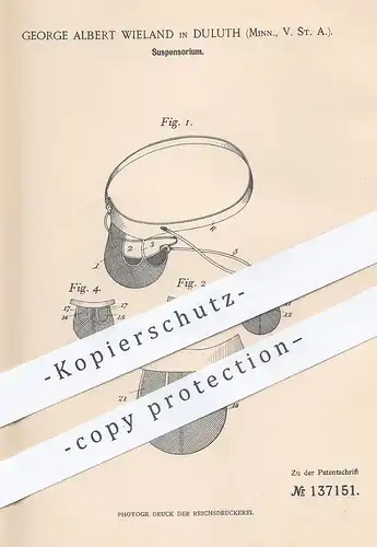 original Patent - George Albert Wieland , Duluth , Minnesota , USA , 1901 , Suspensorium | Korsett , Tiefschutz !!