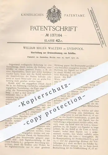 original Patent - William Miller Walters , Liverpool , England , 1902 , Ortsbestimmung der Schiffe | Schiff , Schiffbau