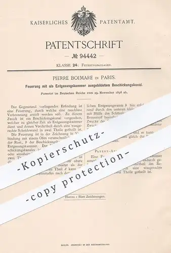 original Patent - Pierre Boimare , Paris , Frankreich 1896 , Feuerung mit Entgasungskammer | Ofen , Heizung , Ofenbauer