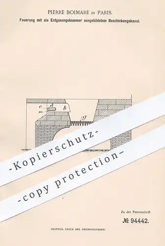 original Patent - Pierre Boimare , Paris , Frankreich 1896 , Feuerung mit Entgasungskammer | Ofen , Heizung , Ofenbauer