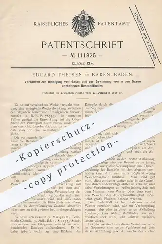 original Patent - Eduard Theisen , Baden Baden , 1898 , Reinigung von Gasen und Gewinnung der Gas - Bestandteile