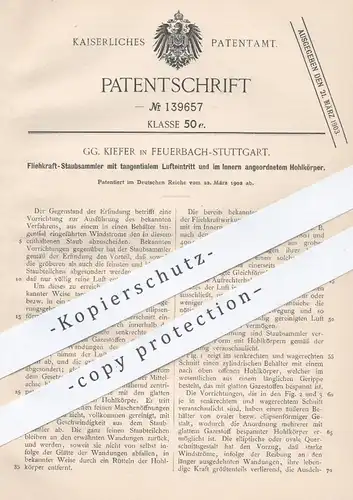 original Patent - GG. Kiefer , Feuerbach / Stuttgart , 1902 , Fliehkraft - Staubsammler | Staubsauger , Staubsaugen !!!