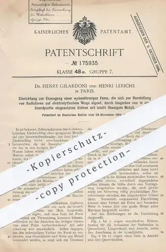 original Patent - Dr. Henry Gilardoni , Henri Leriche , Paris , 1904 , Form zur Herstellung von Radiatoren | Radiator !