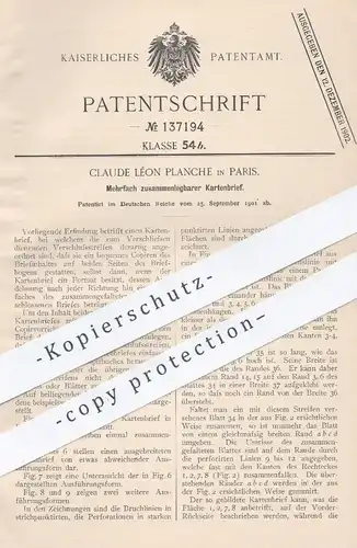 original Patent - Claude Léon Planche , Paris , 1901 , Kartenbrief | Brief , Karte , Postkarte , Papier , Post , Kuvert