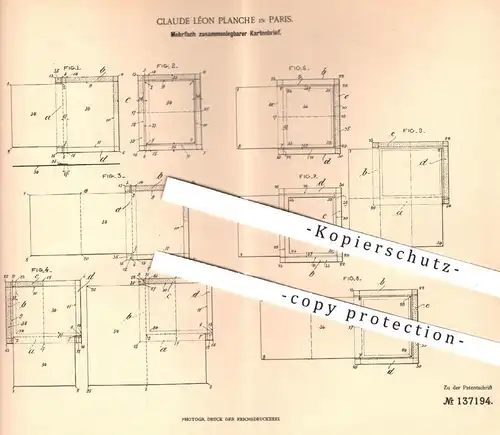 original Patent - Claude Léon Planche , Paris , 1901 , Kartenbrief | Brief , Karte , Postkarte , Papier , Post , Kuvert