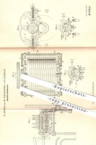 original Patent - W. Reiners , W. Schlafhorst , Mönchengladbach , 1897 , Doppelhub - Schaftmaschine | Weber , Weben !!
