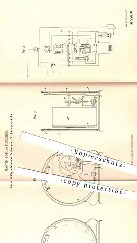 original Patent - Martin Bösl , München , 1896 , Zeitmesser für Ferngespräch | Fernsprecher , Telefon , Zählwerk , Strom
