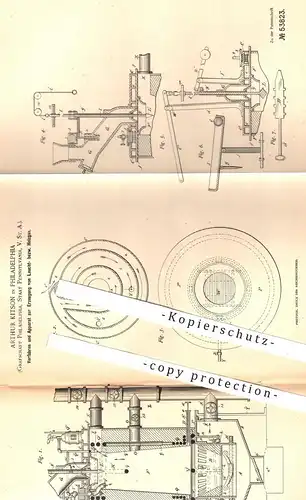 original Patent - Arthur Kitson , Philadelphia , Pennsylvania USA , 1890 , Leuchtgas , Heizgas | Gas , Gase , Brenner !!