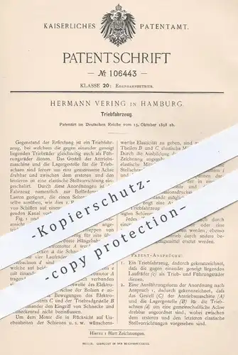 original Patent - Hermann Vering in Hamburg , 1898 , Triebfahrzeug | Eisenbahn , Eisenbahnen , Lokomotive , Bahn !!!