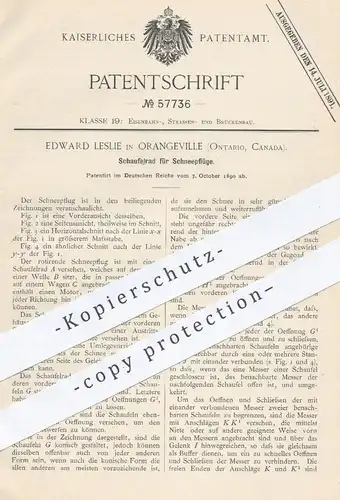 original Patent - Edward Leslie in Orangeville , Ontario , Kanada , 1890 , Schaufelrad für Schneepflüge | Pflug , Fräse