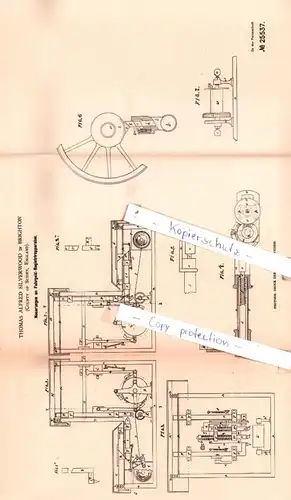 original Patent - Thomas Alfred Silverwood in Brighton , 1883 , Neuerungen an Fahrgeld-Registrirapparaten !!!