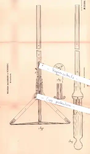 original Patent - Wilhelm Bachmann in Nürnberg , 1884 , Hand- und Reisegeräthe !!!