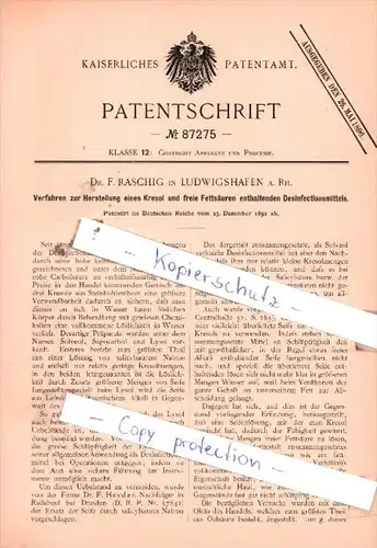 Original Patent  - Dr. F. Faschig in Ludwigshafen a. Rh. , 1892 , Chemische Apparate !!!