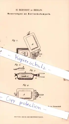 Original Patent  - H. Bernert in Berlin , 1883 , Kurzwaaren !!!