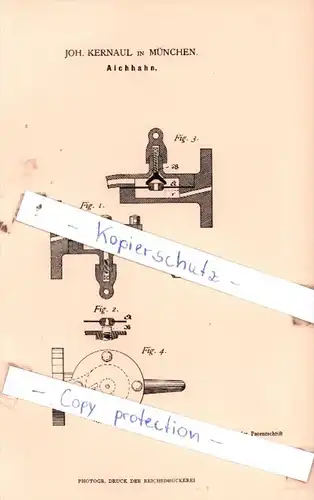 Original Patent  - Joh. Kernaul in München , 1883 , Wasserleitung !!!