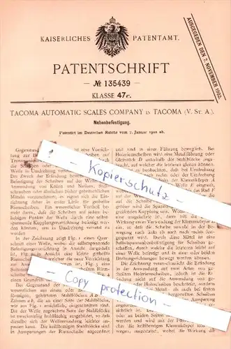 Original Patent  - Tacoma Automatic Scales Company in Tacoma , V. St. A. , 1902 , !!!