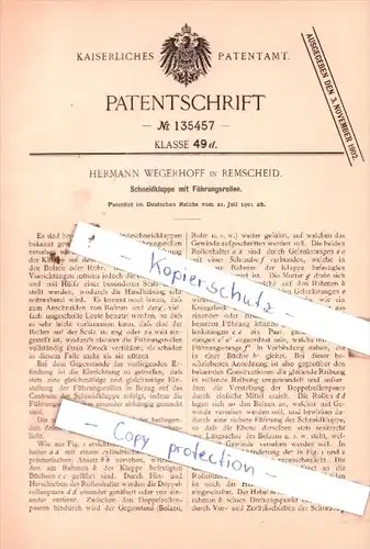 Original Patent  - Hermann Wegerhoff in Remscheid , 1901 , Schneidkluppe mit Führungsrollen !!!