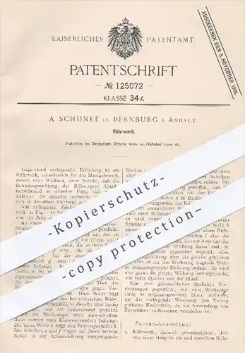 original Patent - A. Schunke in Bernburg , 1900 , Rührwerk , Rühren , Haushalt , Quirl , Kurbel , Handkurbel !!!
