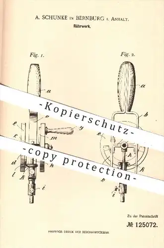 original Patent - A. Schunke in Bernburg , 1900 , Rührwerk , Rühren , Haushalt , Quirl , Kurbel , Handkurbel !!!